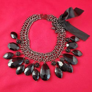 Women's Black Chunky Teardrop metal necklace with